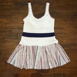 ELEVEN by Venus Williams Tennis Dress Athletic Geometric Print White Navy Size S